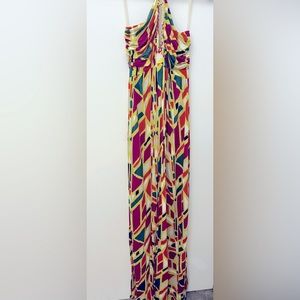 T-Bags multicolored halter maxi dress- size small.